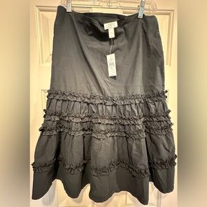 NWT Ann Taylor Loft Womens Black Ruffle Cotton Skirt Size 8
